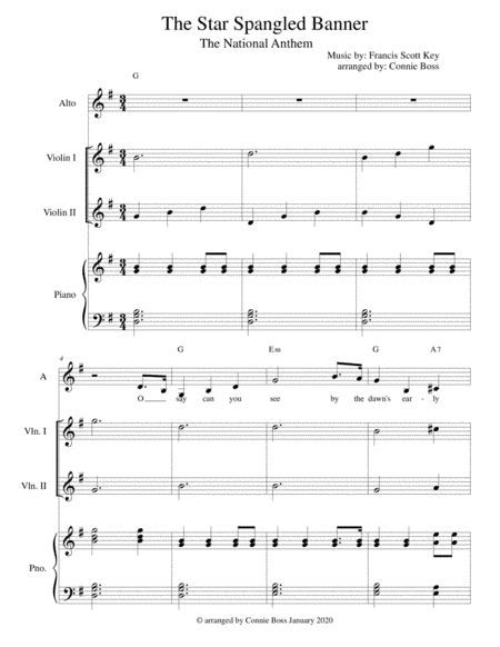 The Star Spangled Banner - Alto and violin duet (arr. Connie Boss)