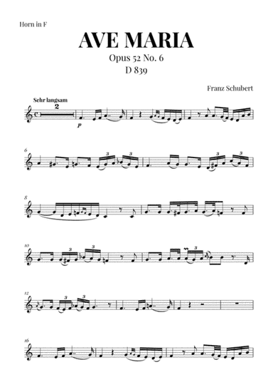 Ave Maria (Schubert) for French Horn (arr. Cadenza Editions)