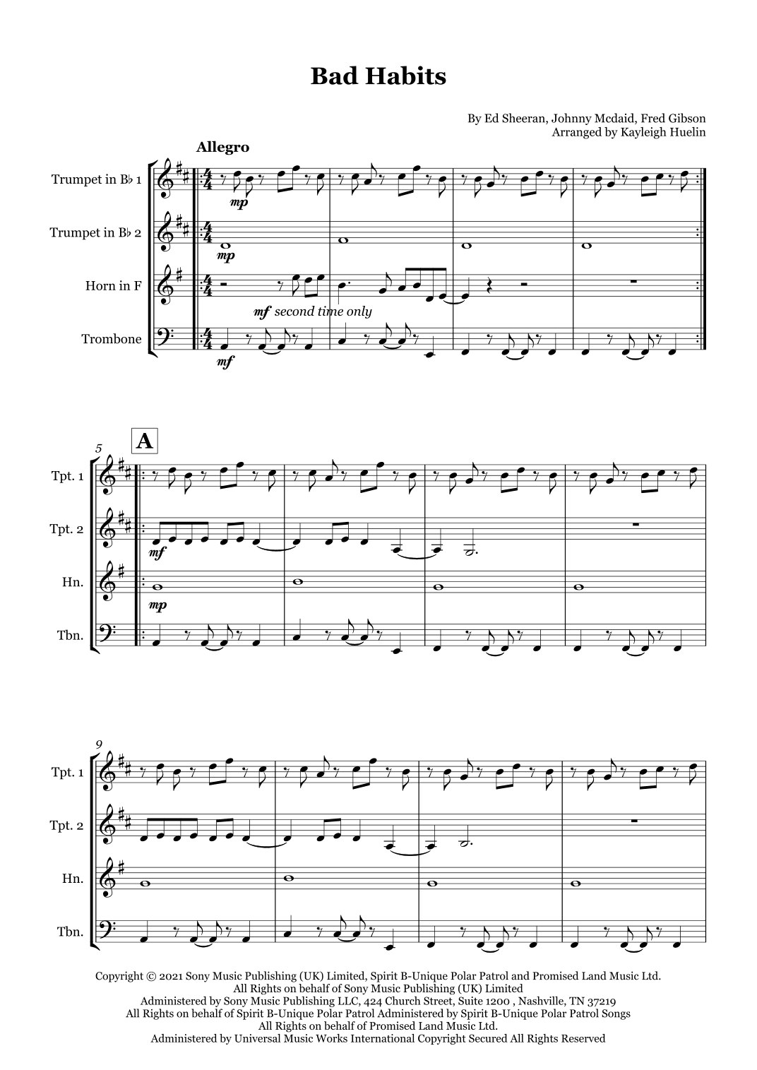 Bad Habits (arr. Kayleigh Huelin)