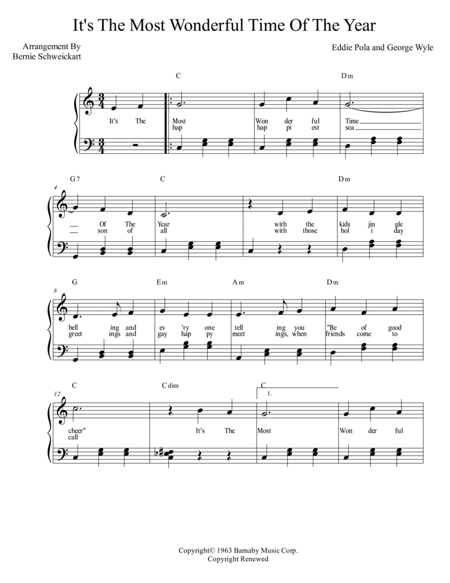 It's The Most Wonderful Time Of The Year (arr. Bernie Schweickart)