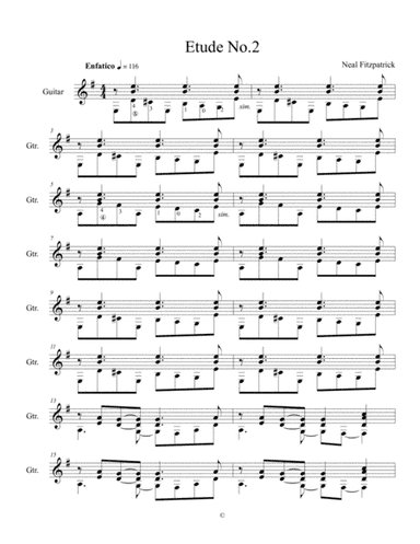 Etude No.2 For Guitar by Neal Fitzpatrick-Standard Notation