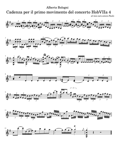 Cadenzas for Haydn's violin concerto in G major HobVIIa 4