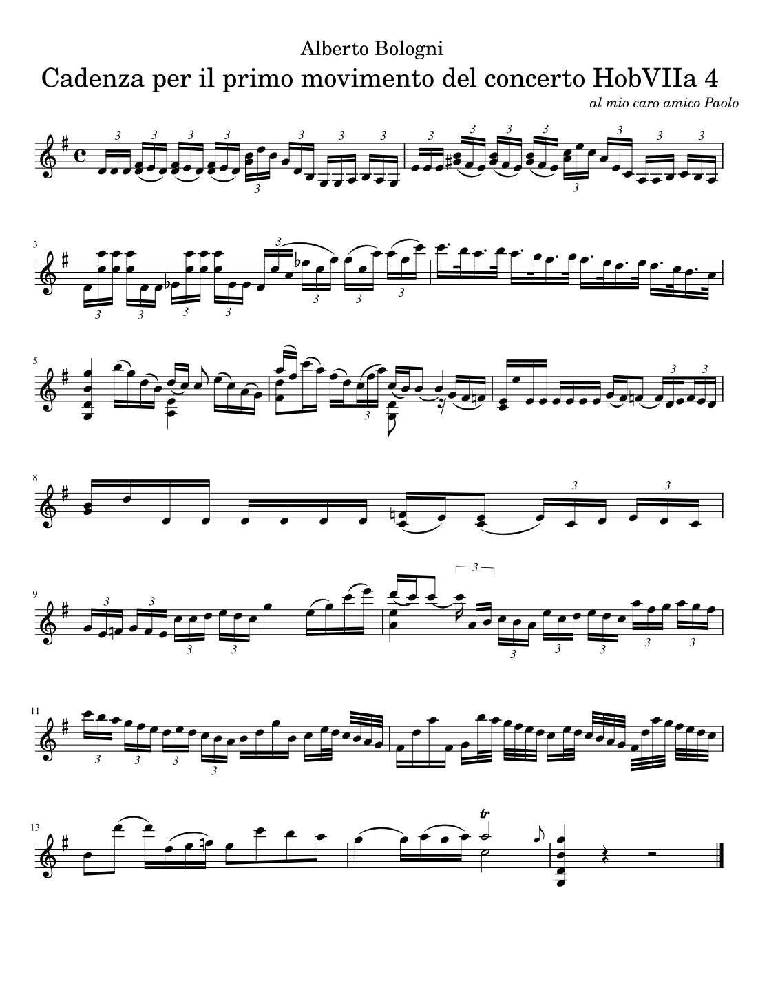 Cadenzas for Haydn's violin concerto in G major HobVIIa 4
