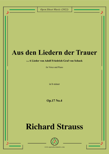 Richard Strauss-Aus den Liedern der Trauer,in b minor,Op.17 No.4 (arr. OSM Press)