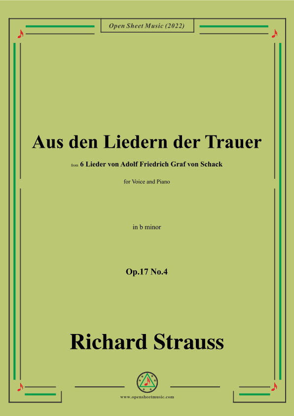 Richard Strauss-Aus den Liedern der Trauer,in b minor,Op.17 No.4 (arr. OSM Press)