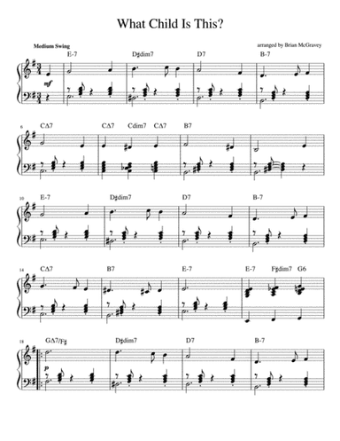 What Child is This (Jazz Piano) (arr. Brian McGravey)