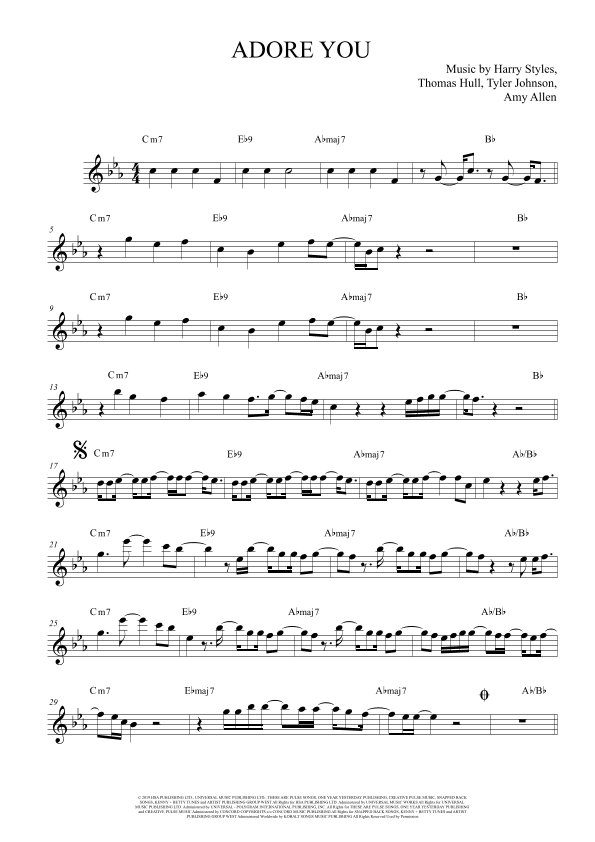 Adore You (arr. The Sheet Music Library)