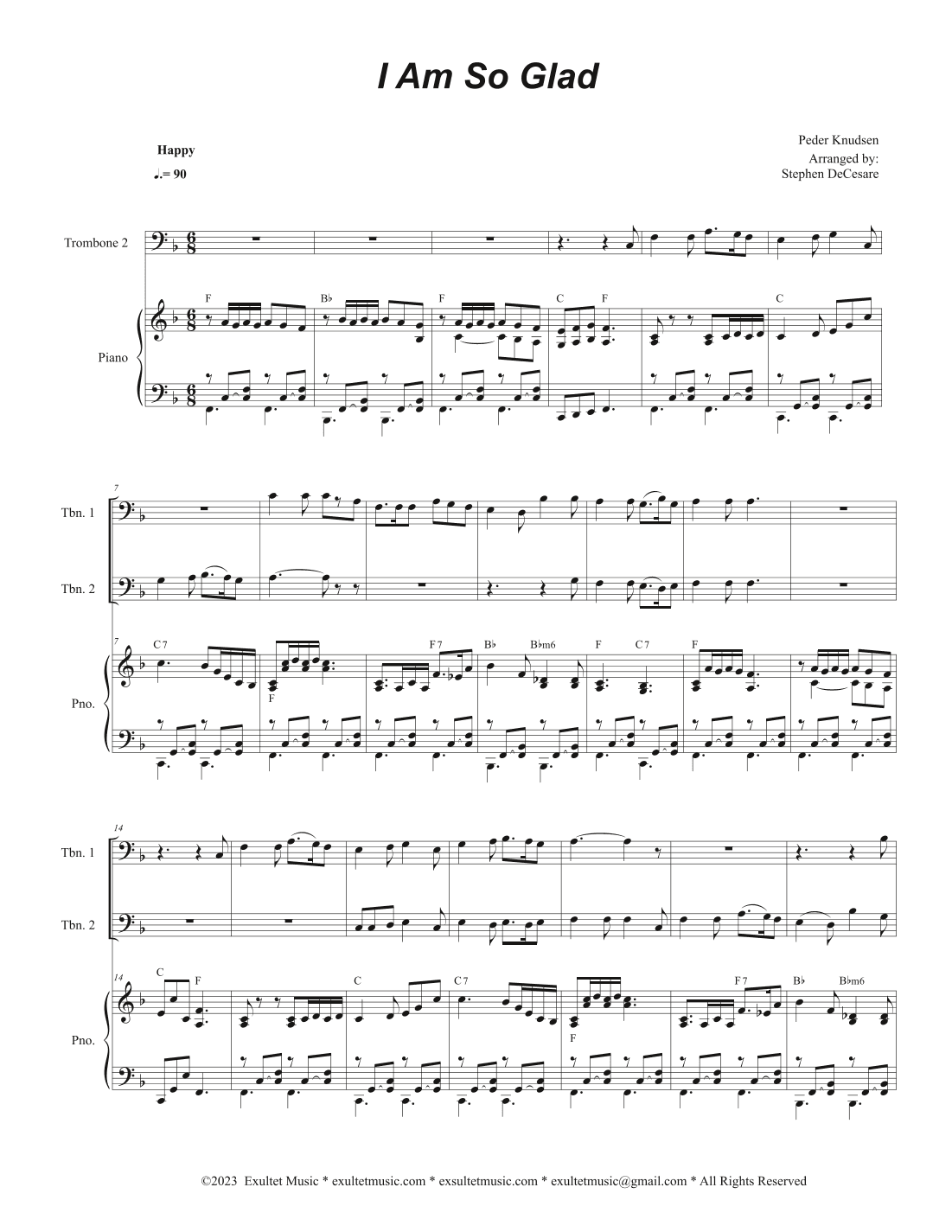 I Am So Glad (Trombone Duet) (arr. Stephen DeCesare)