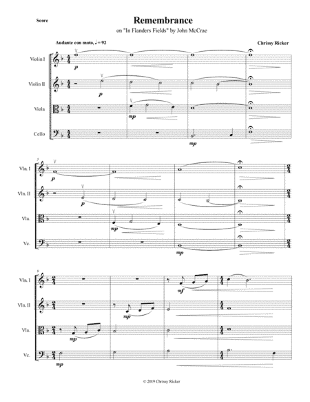 Remembrance (on "In Flanders Fields") - string quartet