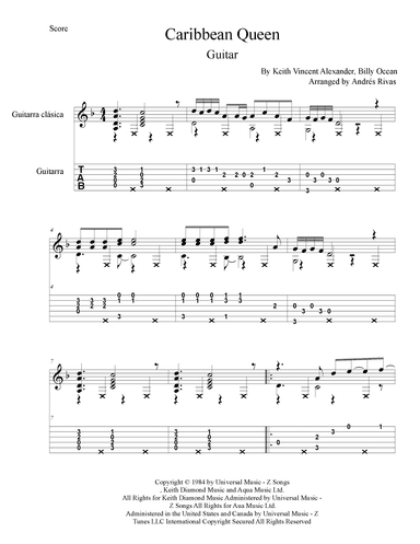 Caribbean Queen (no More Love On The Run) (arr. Andrés Rivas)