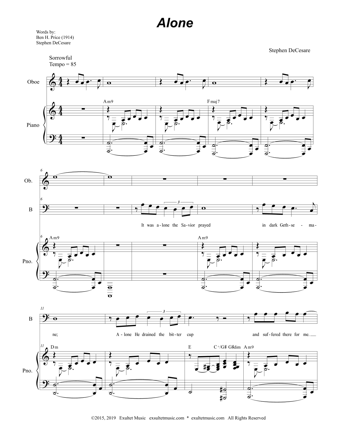 Alone (Duet for Tenor and Bass solo)