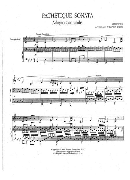Pathetique Sonata: Adagio Cantabile (arr. Ronald and Avis Romm)