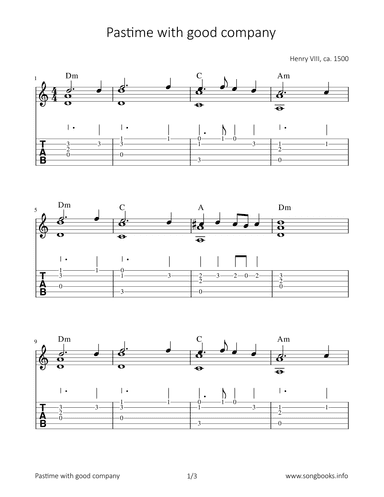 Pastime with good company (arr. Bettina Schipp)