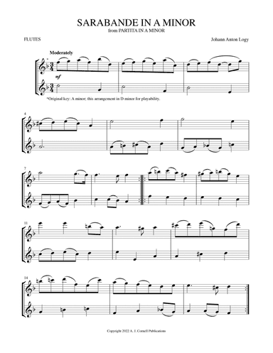 Sarabande in A Minor (from Partita in A Minor) (arr. Mark Phillips)