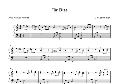 Fur Elise - Beethoven - Intermediate piano (arr. Marival Moreira)