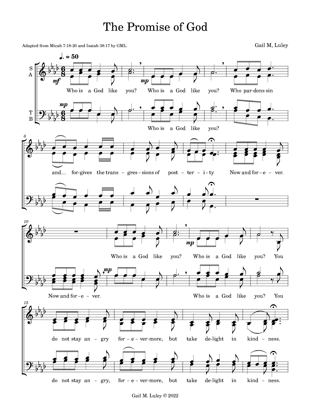 The Promise of God for SATB divisi, a cappella