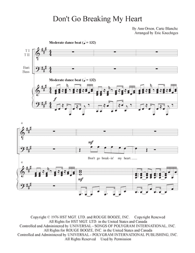 Don't Go Breaking My Heart (arr. Eric Knechtges)
