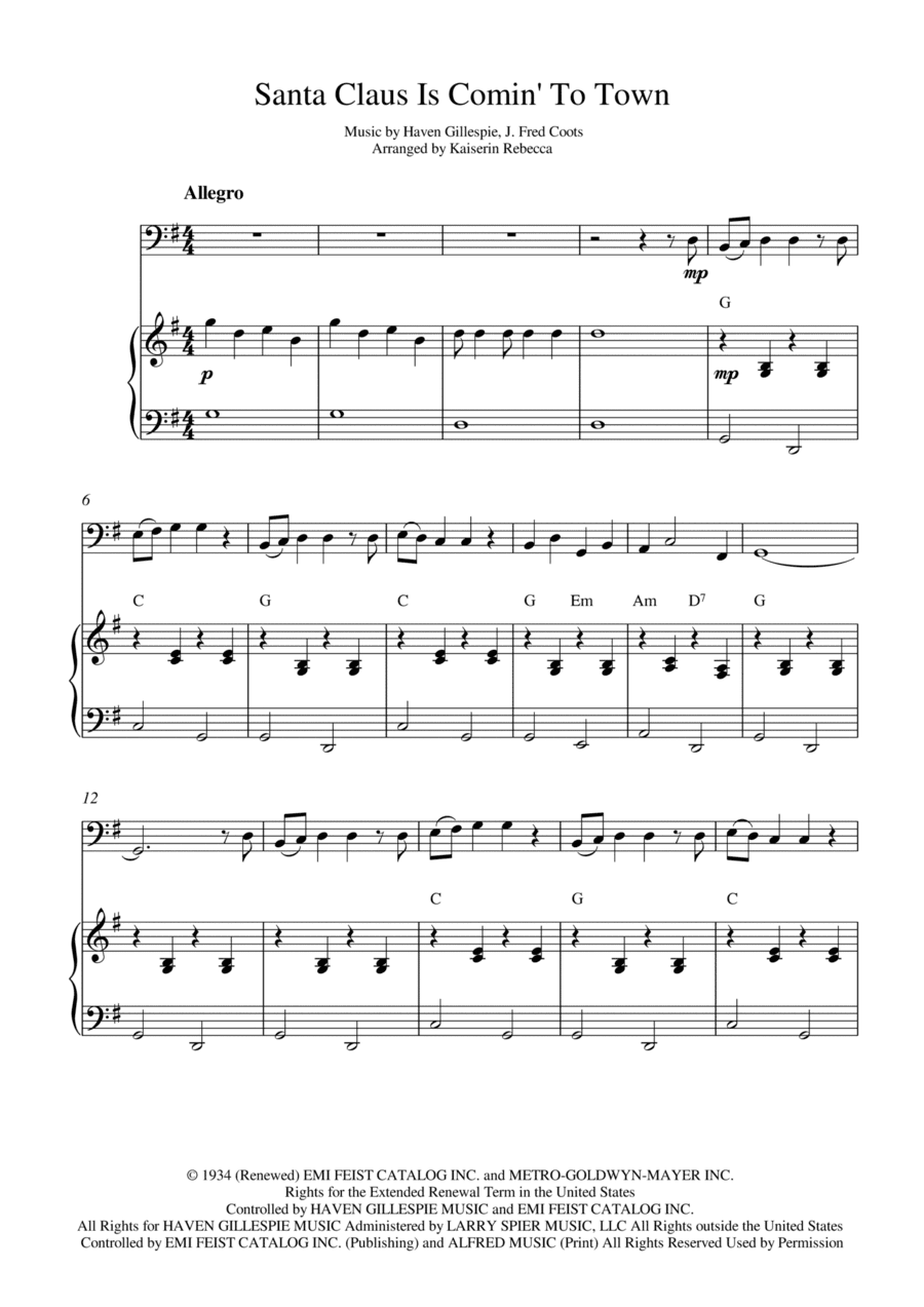 Santa Claus Is Comin' To Town (arr. Kaiserin Rebecca)