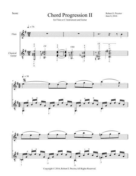 Chord Progression No. 2 for Flute or C Instrument and  Classical Guitar