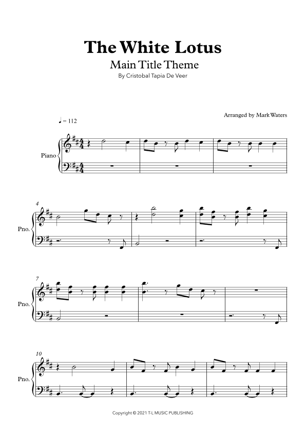 White Lotus, The - Main Title Theme (arr. Mark Waters)
