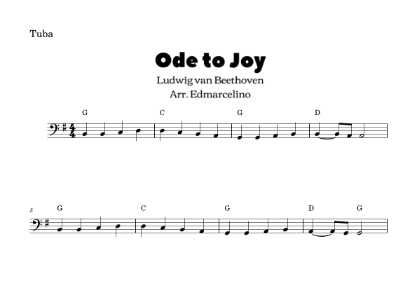 Ode to Joy - Eeasy to Tuba (arr. Edmarcelino)