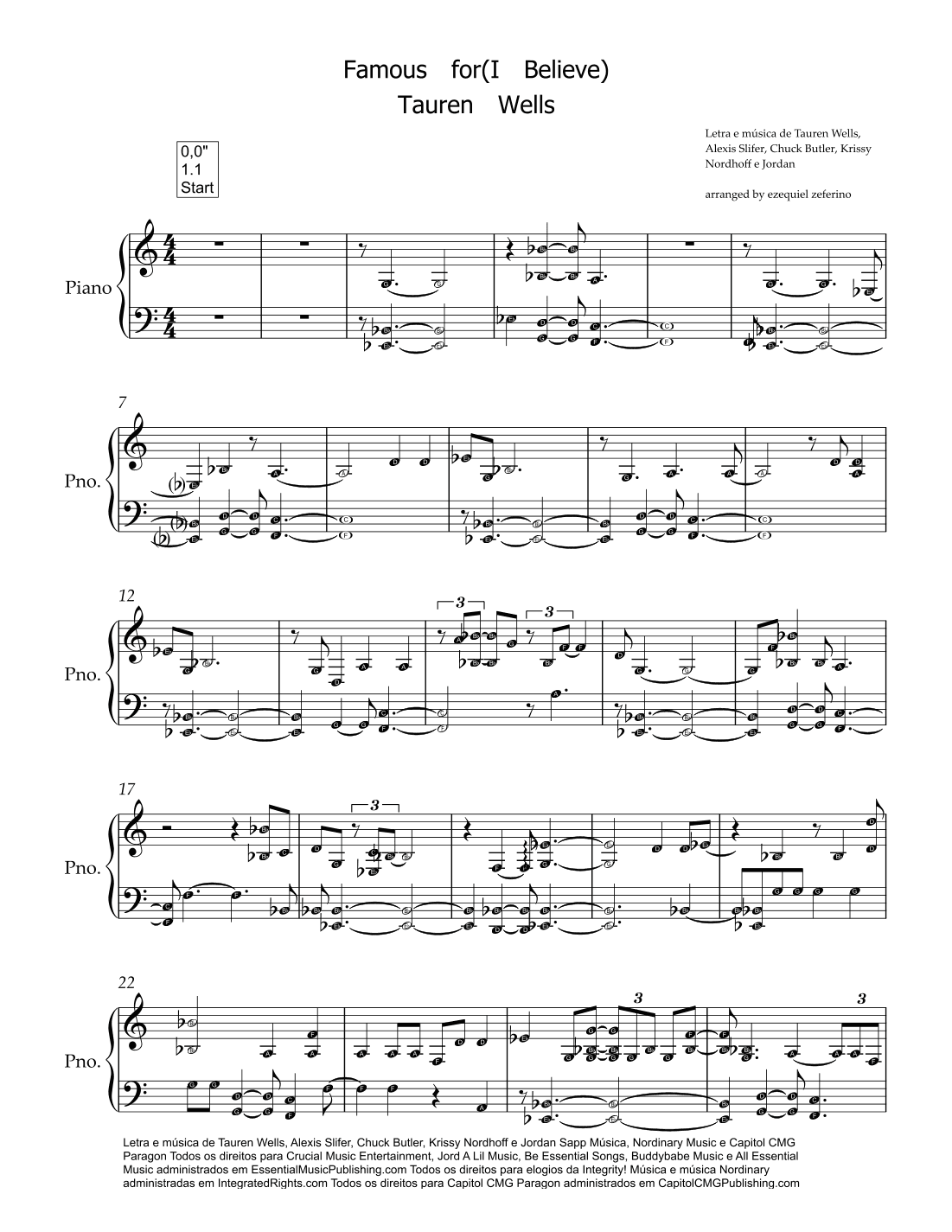 Famous For (i Believe) (arr. by ezequiel)