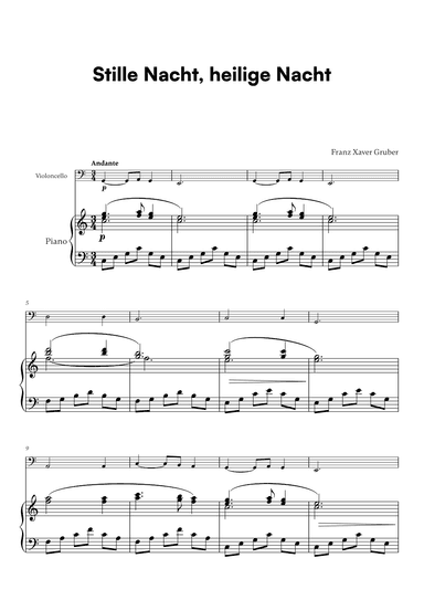 Franz Xaver Gruber - Stille Nacht, heilige Nacht (for Cello and Piano) (arr. Cadenza Editions)