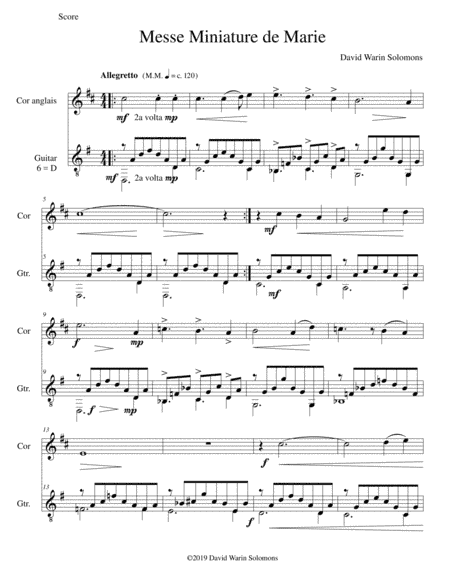 Messe miniature de Marie for cor anglais and guitar