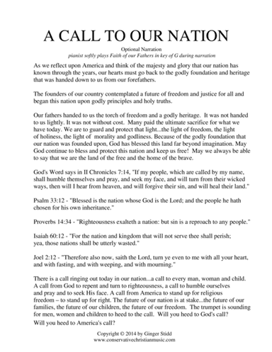 A Call to our Nation