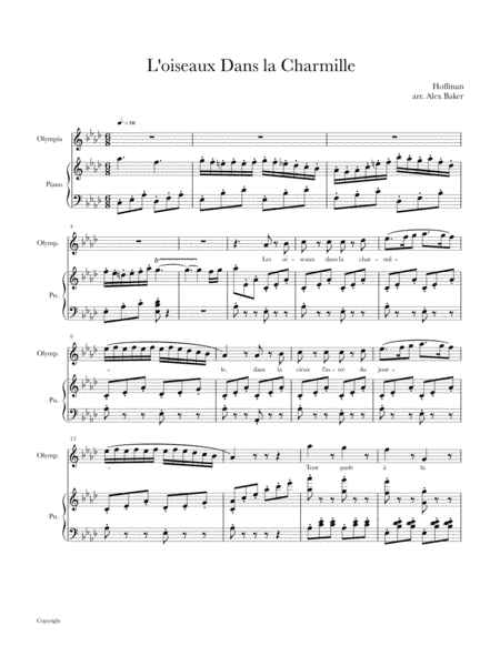 L'oiseaux Dans la Charmille (Doll's Aria) (arr. Alex Baker)