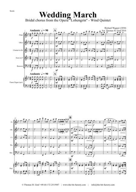 Wedding March - Bridal chorus Lohengrin - Wind Quintet (arr. Thomas H. Graf)