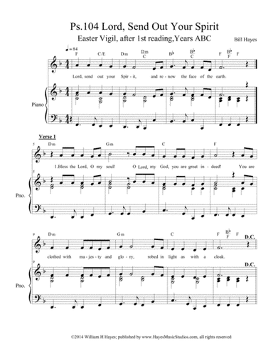 Psalm 104:  Lord, Send Out Your Spirit; Easter Vigil 1st psalm (piano/vocal0