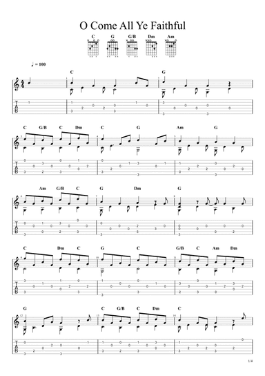 O Come All Ye Faithful (Adeste Fideles) (Solo Fingerstyle Guitar Tab) (arr. Chris Richter)
