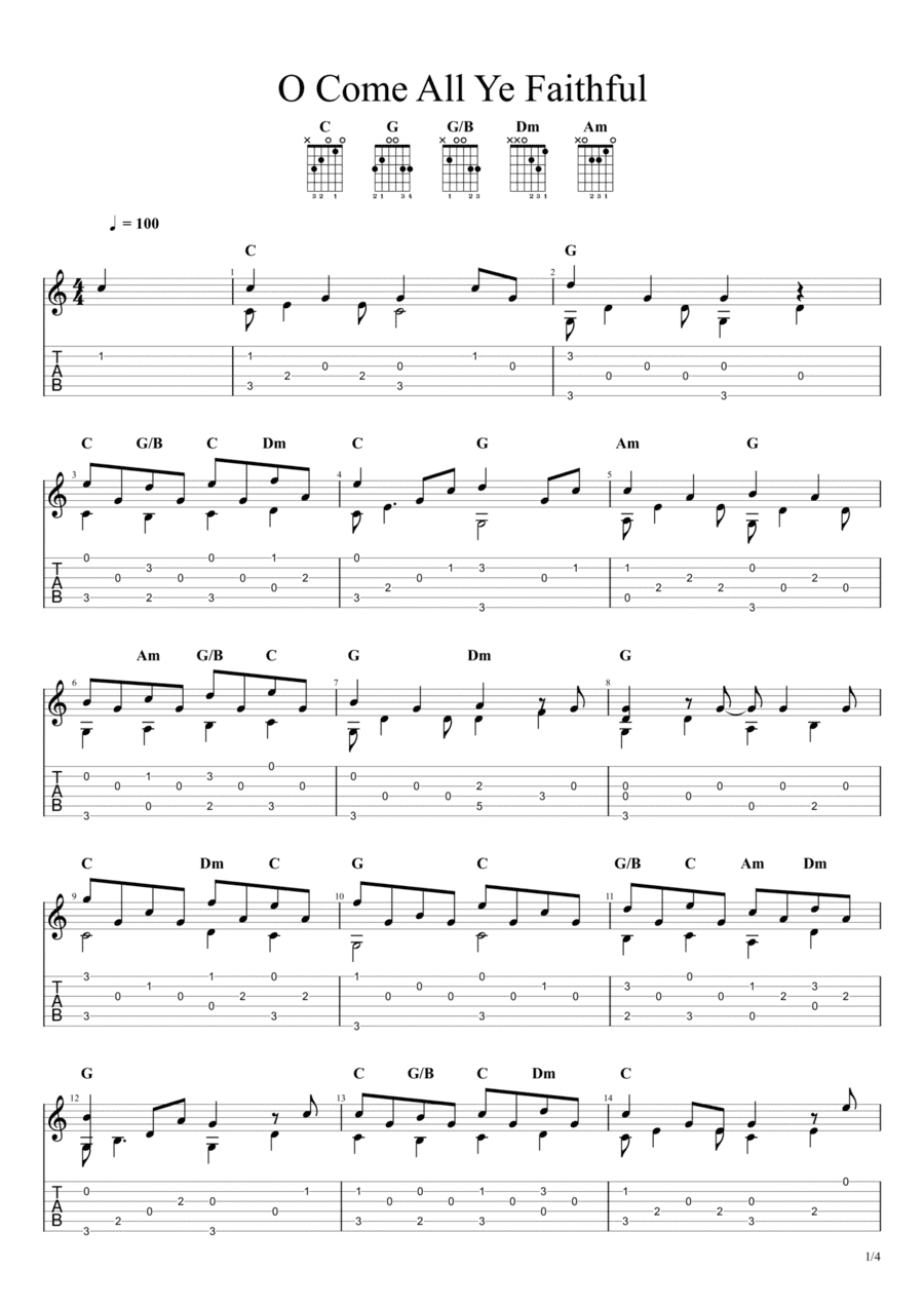 O Come All Ye Faithful (Adeste Fideles) (Solo Fingerstyle Guitar Tab) (arr. Chris Richter)