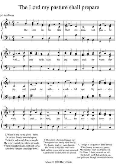 The Lord my pasture shall prepare. A new tune to a wonderful old hymn.