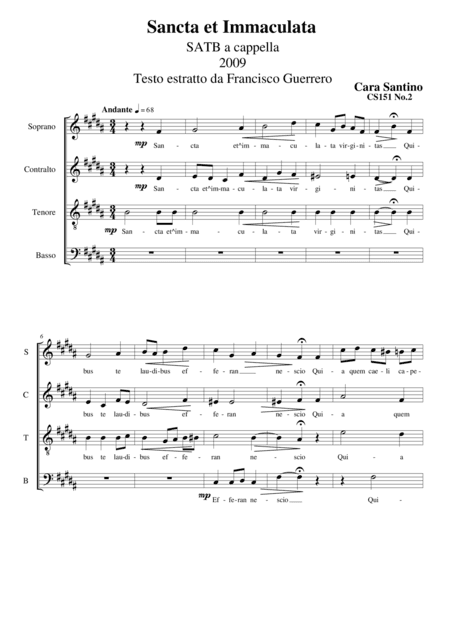 Sancta et Immaculata - SATB a cappella