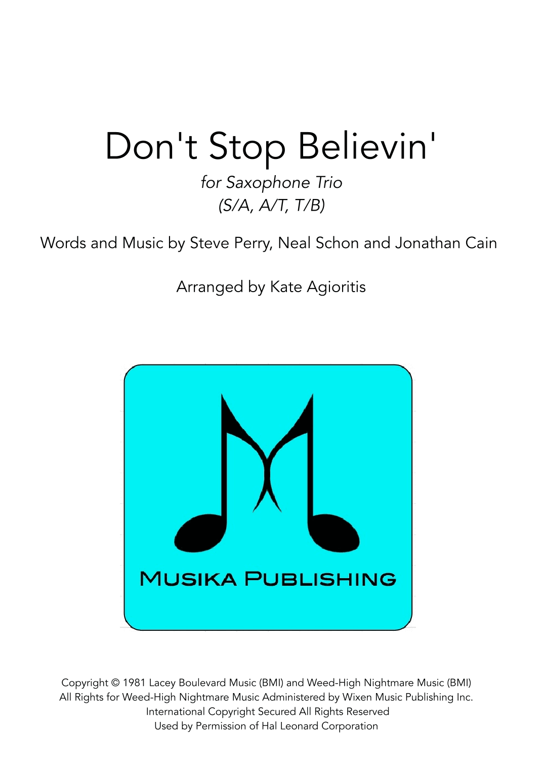 Don't Stop Believin' (arr. Kate Agioritis)