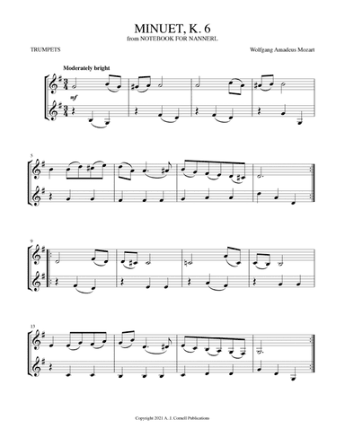 Minuet, K. 6 (from Notebook for Nannerl) (arr. Mark Phillips)