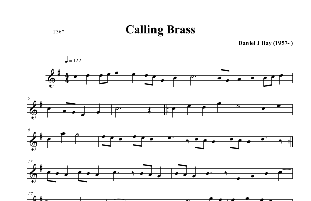 Calling Brass (Opus 599) for Alto Recorder