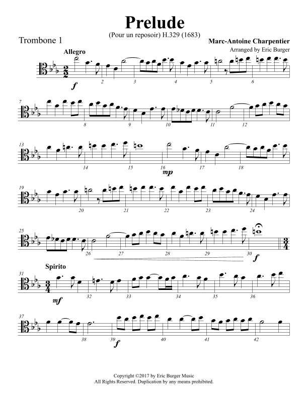Prelude for Trombone or Low Brass Quartet (arr. Eric Burger Music)