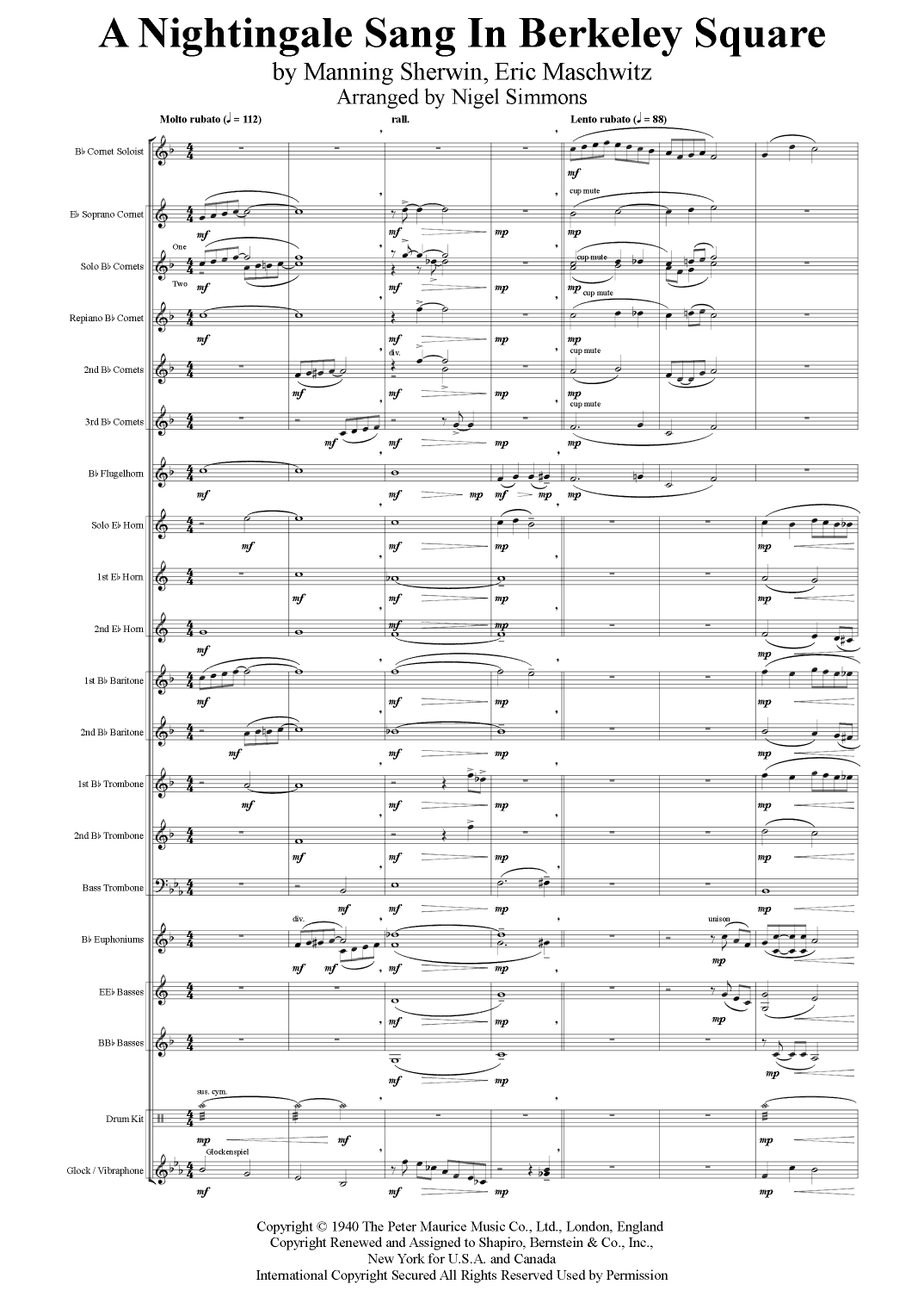 A Nightingale Sang In Berkeley Square (arr. Nigel Simmons)