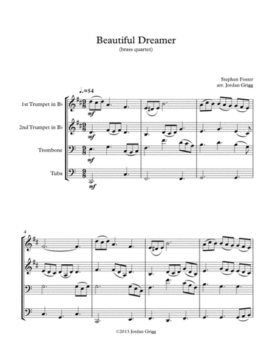 Beautiful Dreamer (brass quartet) (arr. Jordan Grigg)