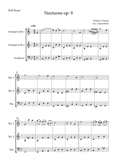 Nocturne Op.9 No. 2 (Frédéric Chopin) for Brass Trio (arr. Fabio Britto)