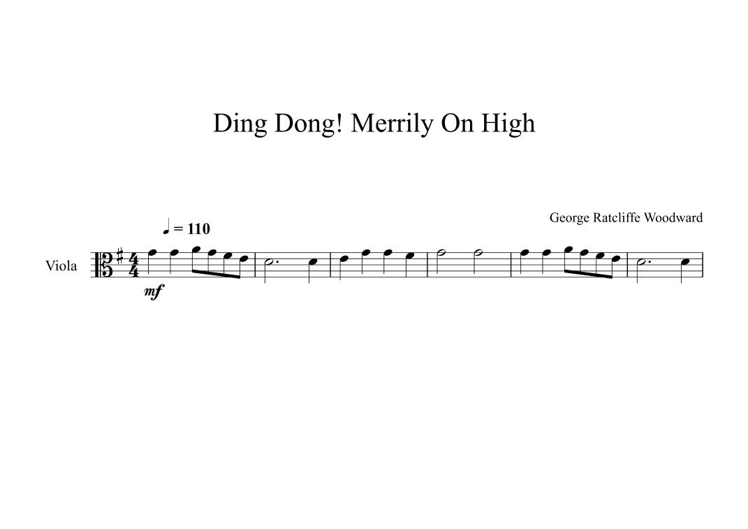 Ding Dong! Merrily On High! - George Ratcliffe Woodward (Viola) (arr. Digital Book Music)