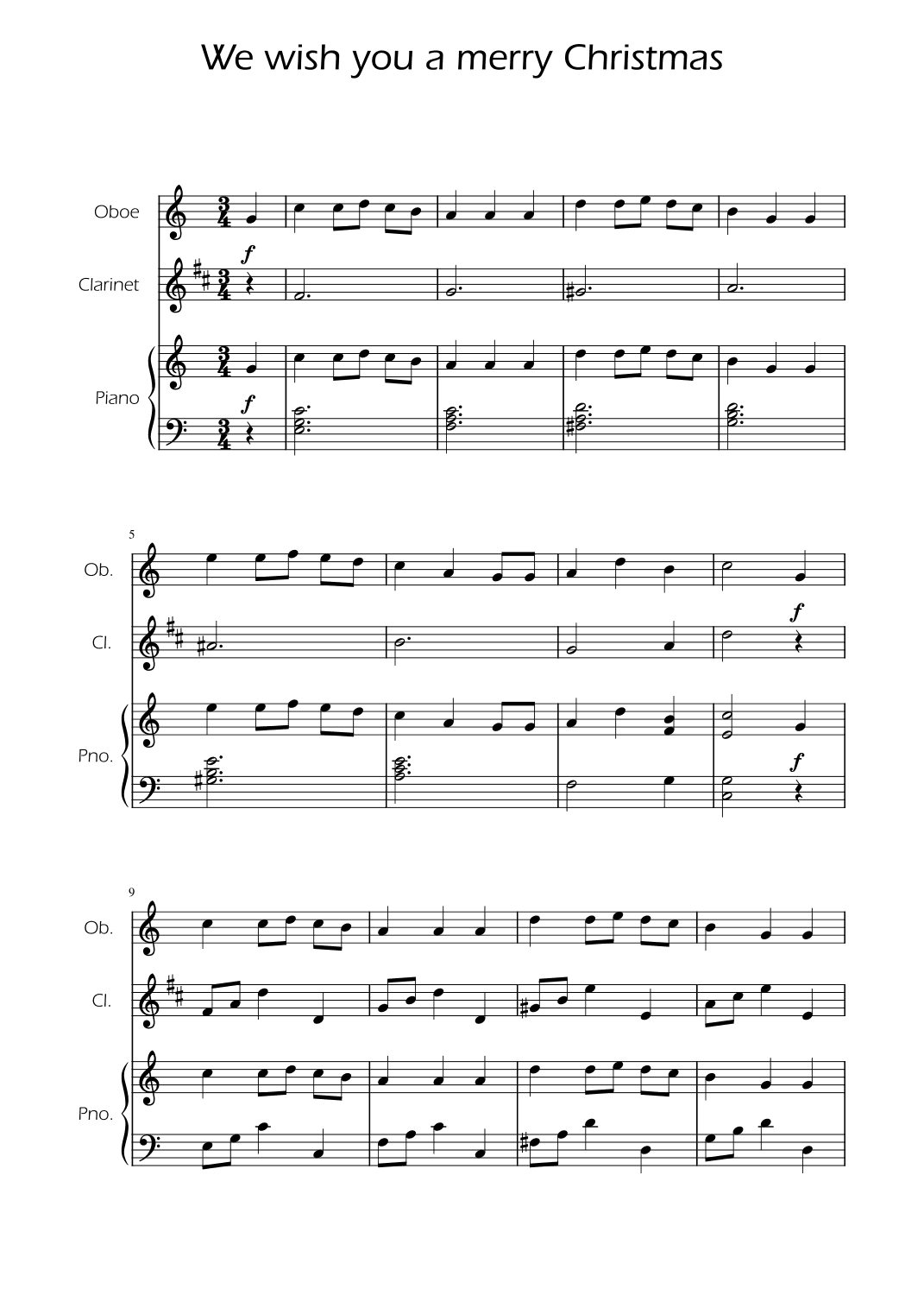 We Wish You a Merry Christmas - Woodwind Duet w/ Piano (arr. Ygor Nunes)