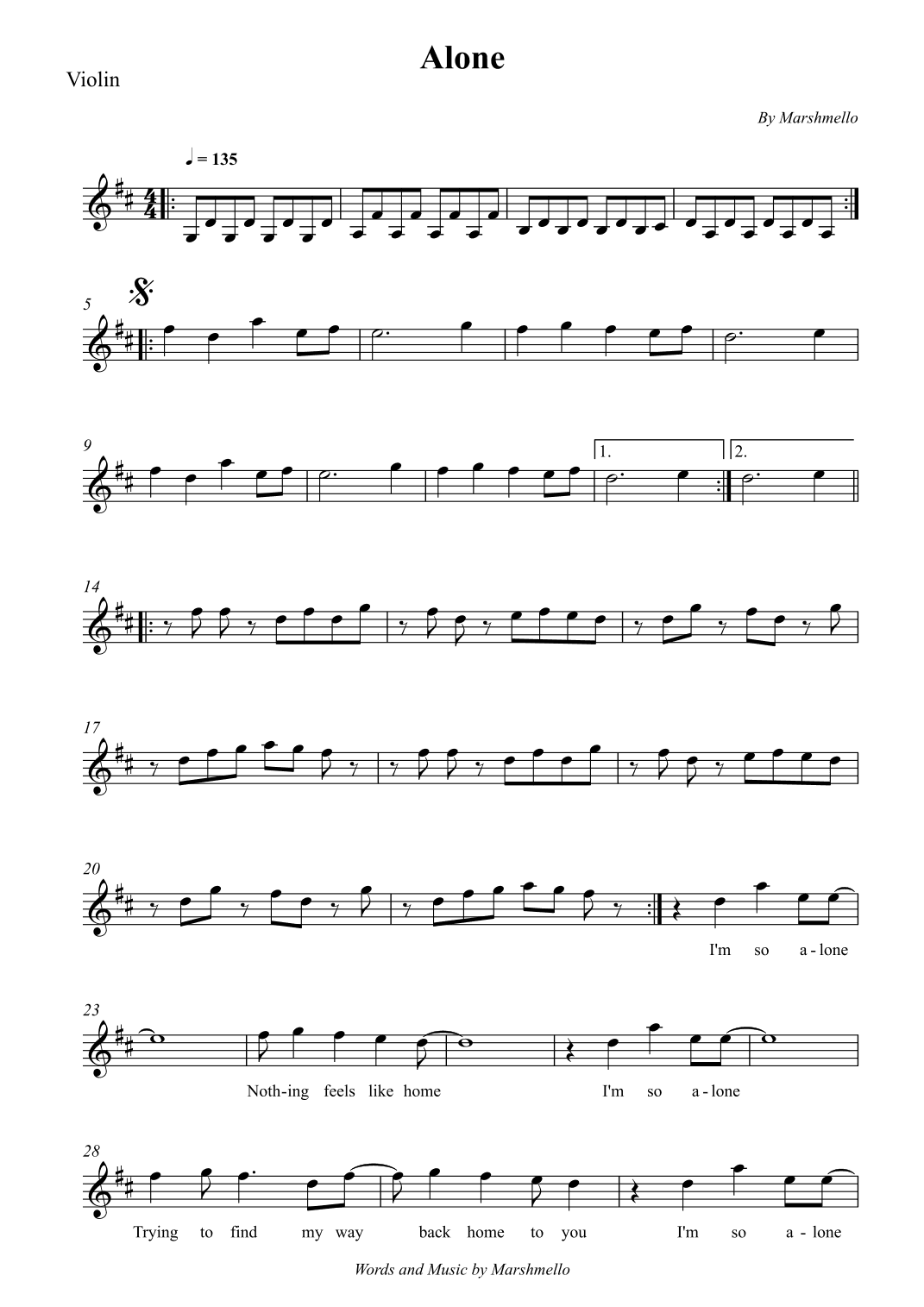 Alone (arr. Wesley S. SIlva)