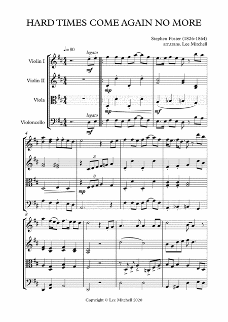 Hard Times Come Again No More (arr. Lee Mitchell)