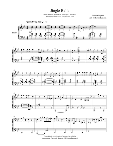 Jingle Bells - Traditional Christmas - Louis Landon - Solo Piano (arr. Louis Landon)
