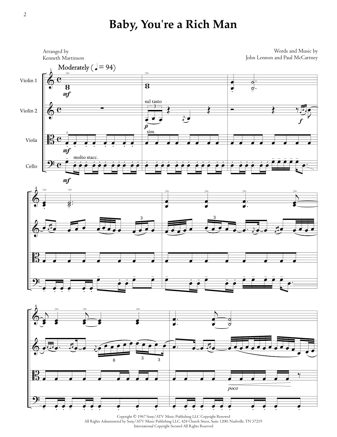 Baby You're A Rich Man (arr. Kenneth Martinson)