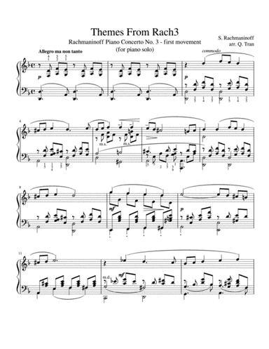 Themes From Rach3 - Rachmaninoff Piano Concerto No 3 - 1st movement - Piano Solo Arrangement (arr. Quoc Tran)